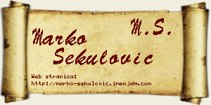 Marko Sekulović vizit kartica
